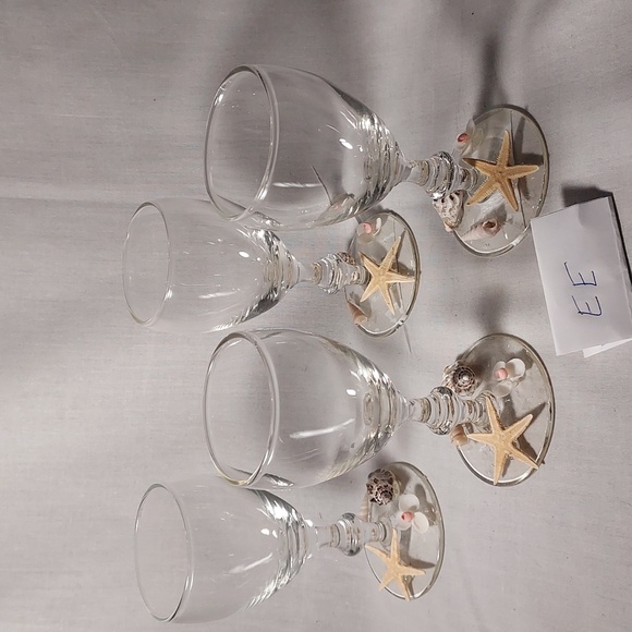 Handmade Shell Art Cognac Glasses Wine Glasses Set of 4 - Picture 1 of 8